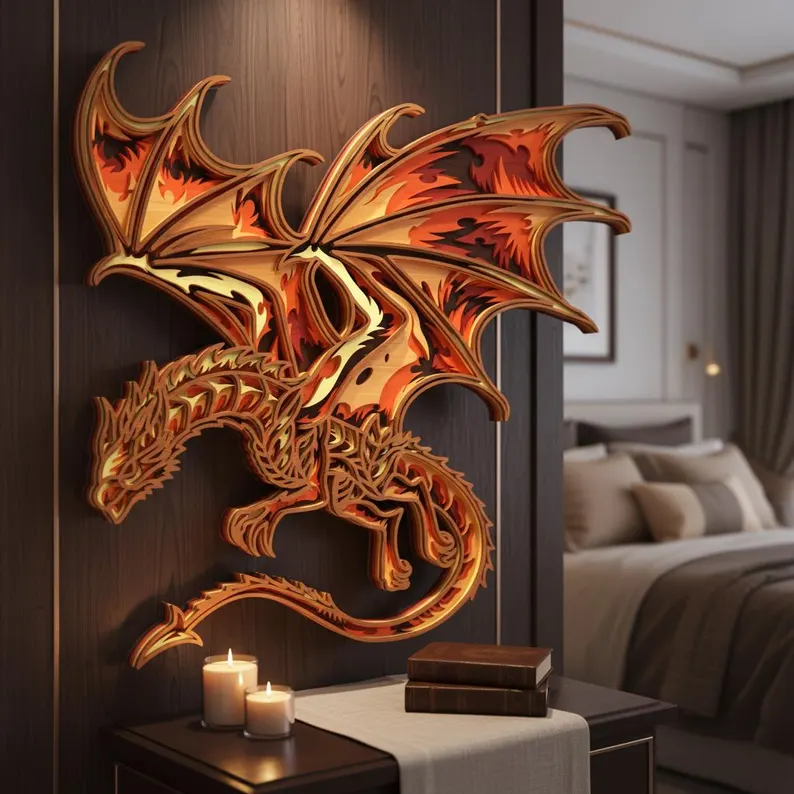 Dragon multicapa svg arte mural - Imagen 5