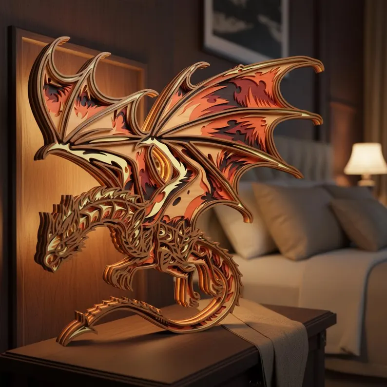 Dragon multicapa svg arte mural