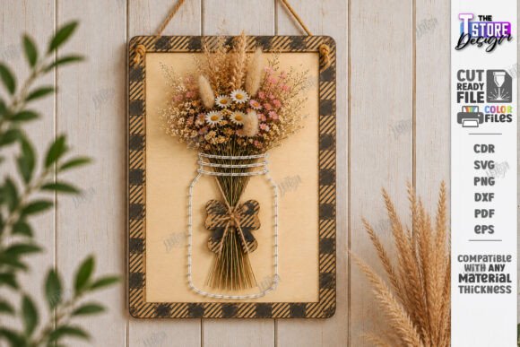 Jarrón de pared de arte con hilos - Imagen 4
