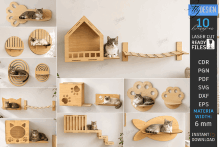 Estantes de pared con forma de gato