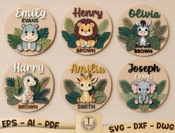 Paquete de letreros con nombres de animales de safari - Imagen 2