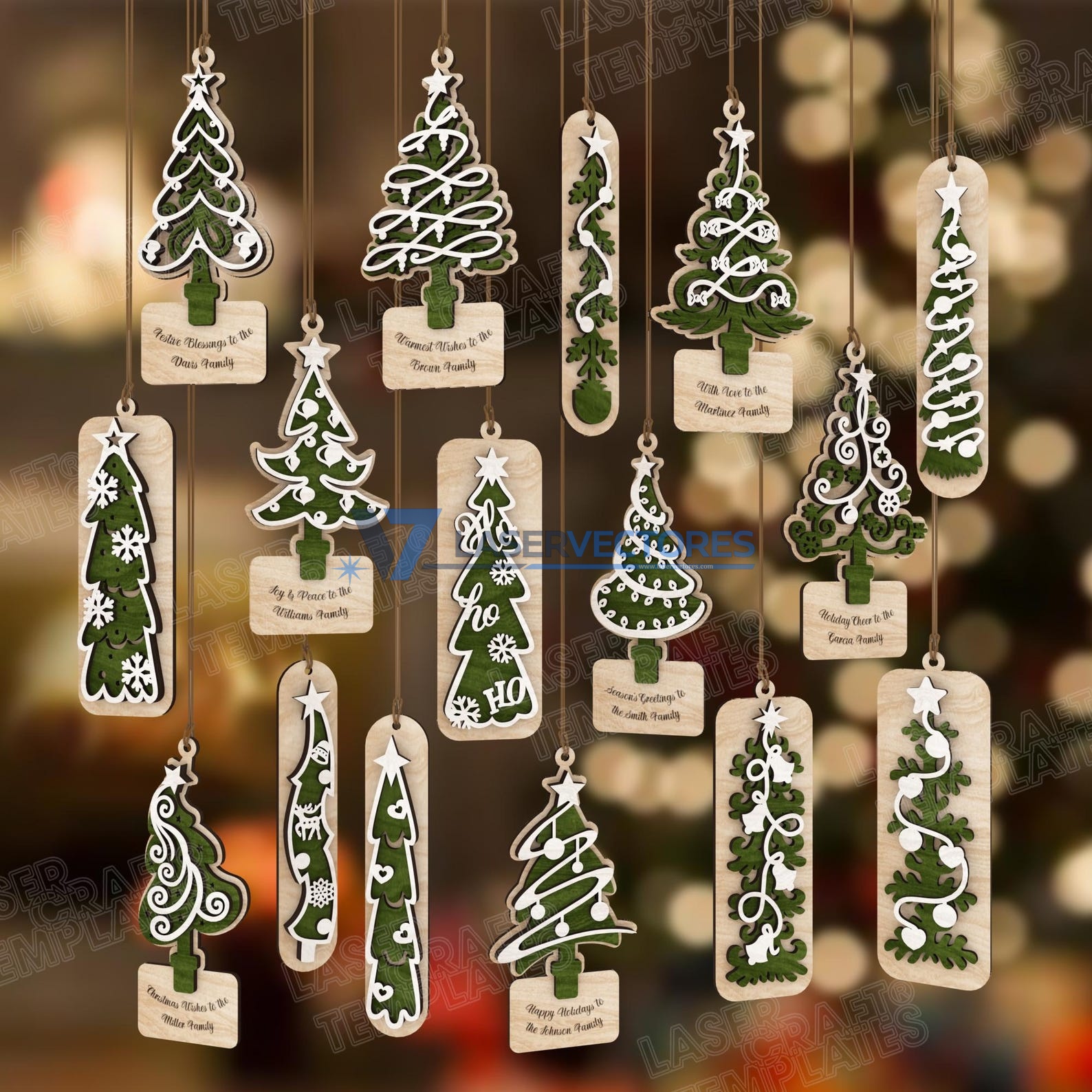 16 Adornos colgantes para árbol de Navidad multicapa