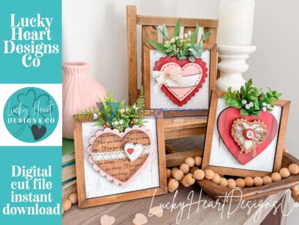 Cuadrados de flores con forma de corazón tallos Día de la Madre