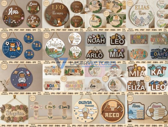 Paquete gigante de letreros con nombres para niños