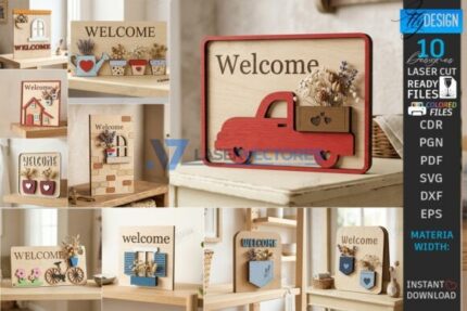 Juego de placas de bienvenida en miniatura