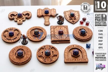Juego de fichas inspiración bárdica para juegos de rol
