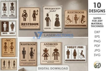 Paquete de letreros para baños