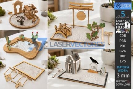 Juego de mini bandejas de arena para jardín zen