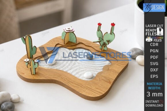 Juego de mini bandejas de arena para jardín zen - Imagen 2