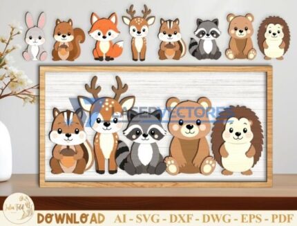 Paquete de animales del bosque en capas