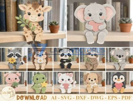Paquete de figuras de animales en capas para estantería
