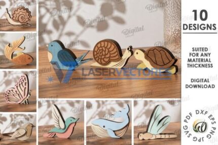 Conjunto de figuras de animales para estantes