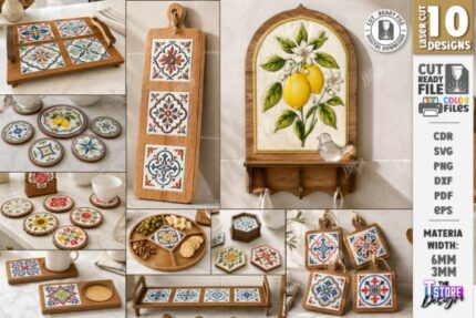 Paquete de posavasos con diseño de azulejos