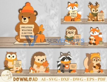 Paquete de animales otoñales para estanterías
