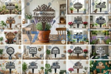 Megapaquete de letreros con nombres y estacas de flores