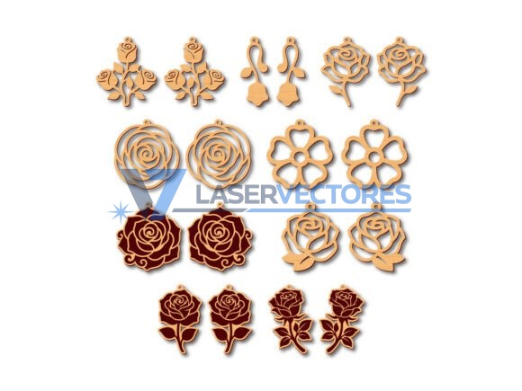 Paquete de pendientes de flores de rosa - Imagen 11