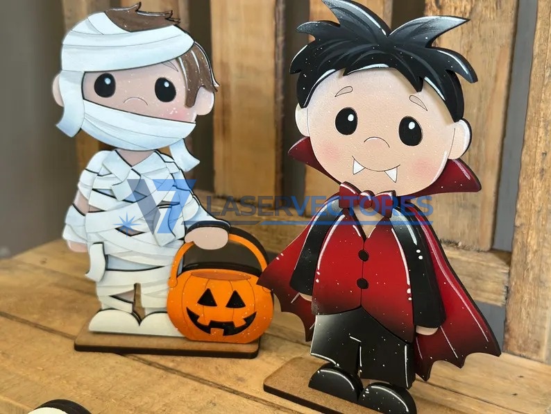 Adorno de niños disfrazados de Halloween con parante - Imagen 3