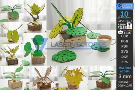 Paquete de posavasos con diseño de plantas