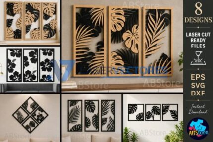 Cuadro de pared de madera con forma de hoja de monstera