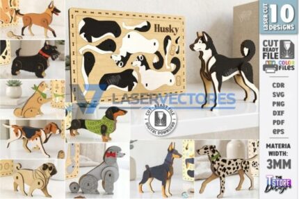 Paquete de rompecabezas de tarjetas de razas de perros