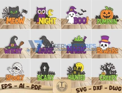Paquete de Halloween Word Shelf Sitter