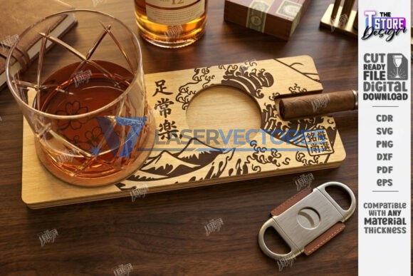 Juego de vaso de whisky y soporte para puros - Imagen 6