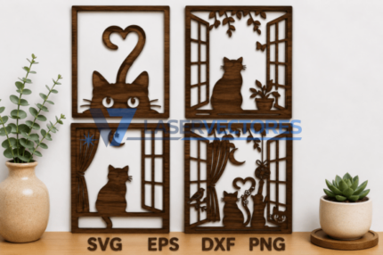 Paquete de láminas decorativas de gatos divertidos