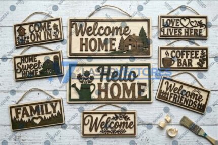 Letrero de pared estilo granja «Bienvenido a casa»