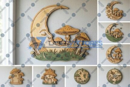 Paquete de decoración de pared del hogar con temática de luna de hongos