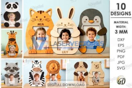 Paquete de marcos de fotos con diseños de abrazos de animales