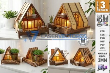 Paquete de luces nocturnas con forma de casa con estructura en A