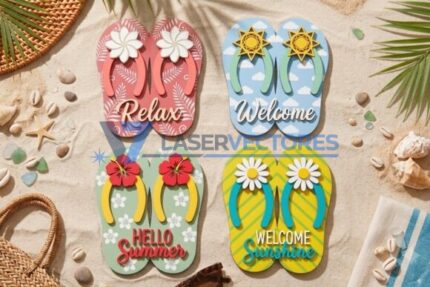 Paquete de letreros de chanclas de verano