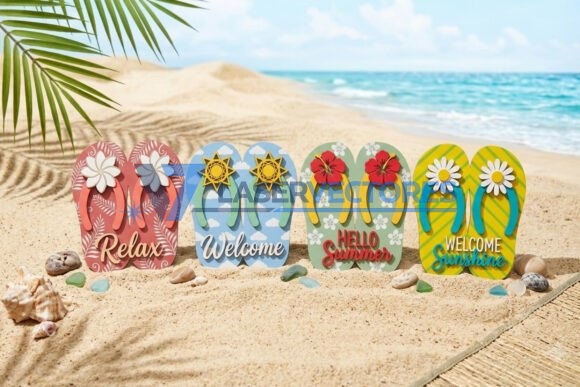 Paquete de letreros de chanclas de verano - Imagen 2