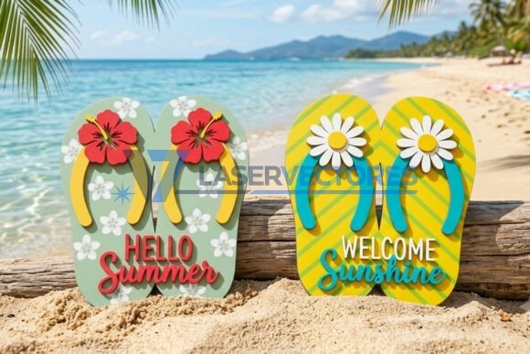 Paquete de letreros de chanclas de verano - Imagen 3