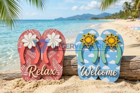 Paquete de letreros de chanclas de verano - Imagen 4