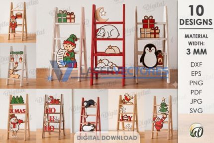 Juego de mini escaleras navideñas