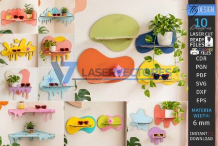Juego de estantes de pared abstractos con efecto goteo