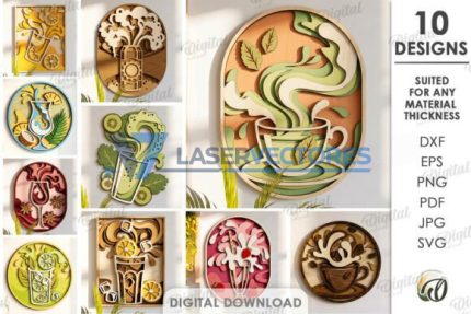 Conjunto de decoraciones de pared con forma de bebidas