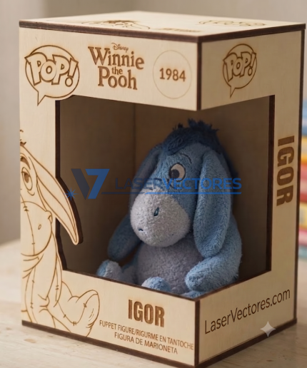Caja Expositora Estilo Funko Pop Ígor de Winnie the Pooh para Peluche