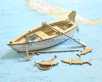 Kit Completo de Barco de Pesca en Miniatura