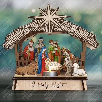 Portavelas natividad escena belen pesebre