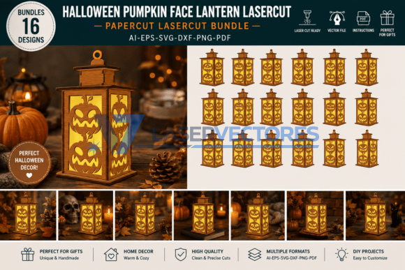 Linterna de Halloween con cara de calabaza