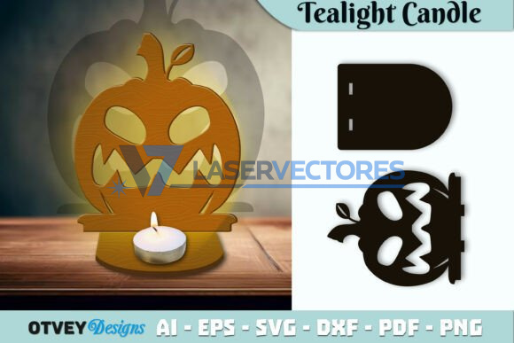 Portavelas de calabaza para velas pequeñas de Halloween - Imagen 2