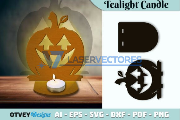 Portavelas de calabaza para velas pequeñas de Halloween - Imagen 4