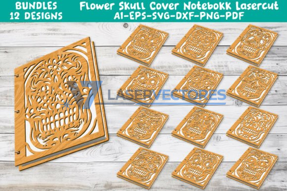 Funda para cuaderno con calavera de flores