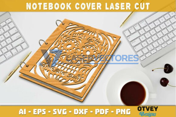 Funda para cuaderno con calavera de flores - Imagen 6