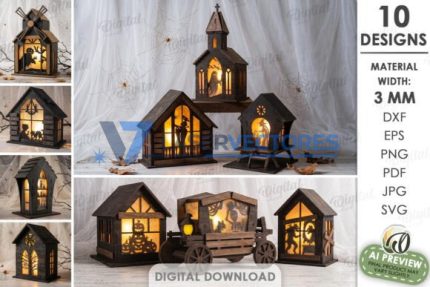 Paquete de casas de linternas de Halloween