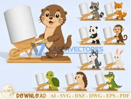 Paquete de soportes para papel higiénico con forma de animales