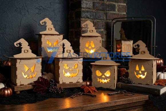 Caja de linterna de bruja de Halloween