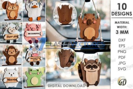 Paquete de colgantes de animales para coche